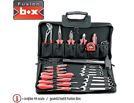 Truse scule generale - Trusă scule manuale Fusion Box TEXTIL MENTENANŢĂ conţine 46 scule si geantă textil Fusion Box