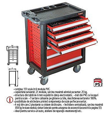 Banc de scule - Trusă industrială TSG 11-151 contine 151 scule