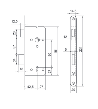 Broasca ingropata cu cheie pentru usa lemn P90-35033 natur - FERONERIA [1]