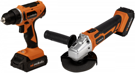 Unelte electrice - Kit Promo Masina de Gaurit si Insurubat si Polizor Unghiular cu 2 Acumulatori si Incarcator MAX 20V POWER Evotools