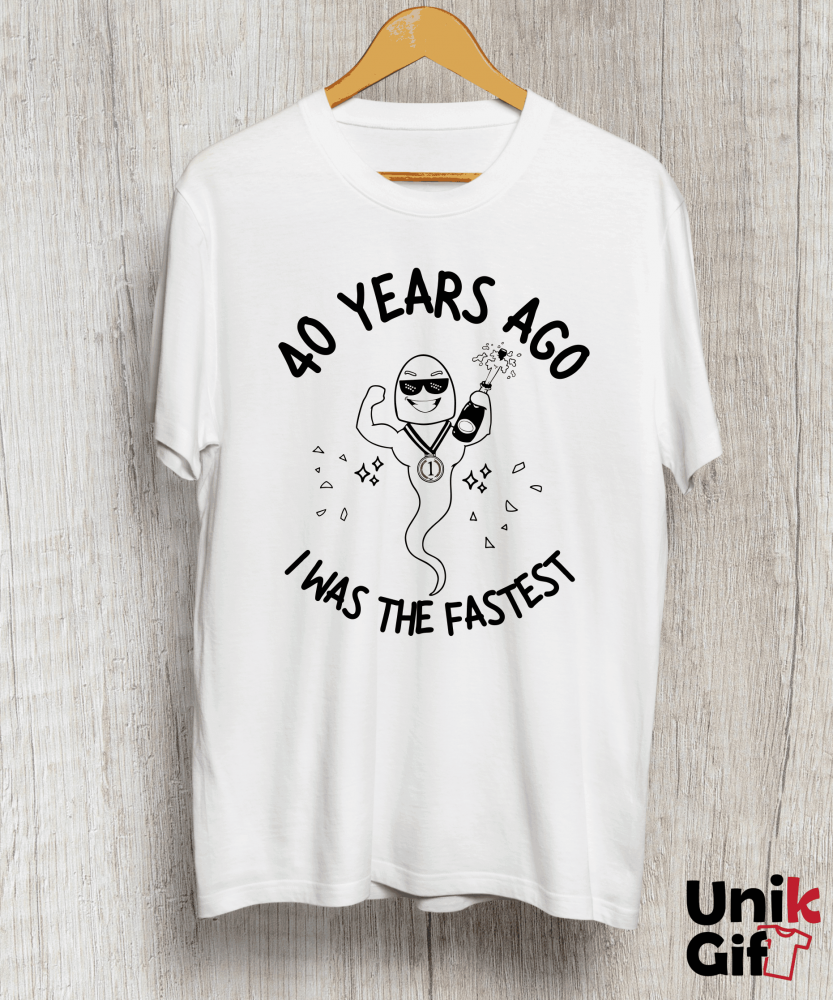 Tricou aniversar personalizat "[...] YEARS AGO I WAS THE FASTEST!" [1]
