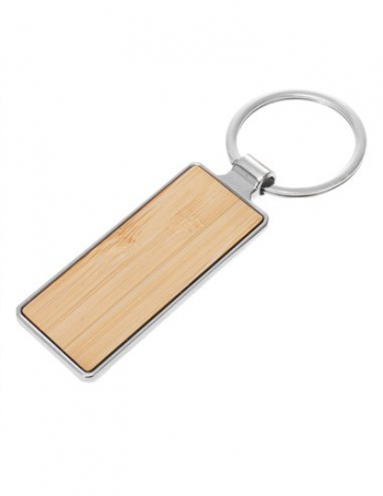 Breloc gravabil dreptunghi 5,5 x 2,5 lemn+metal [3]