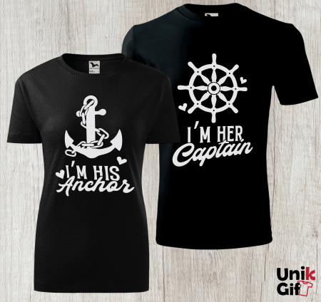Set-uri pentru Cupluri - SET tricouri Cupluri ”Ancoră-Căpitan”