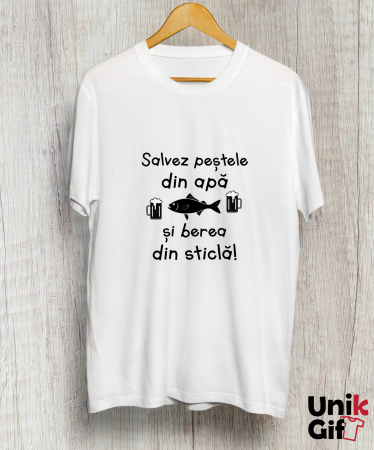 Tricouri pentru Pescari - Tricou „SALVEZ PEȘTELE DIN APĂ”
