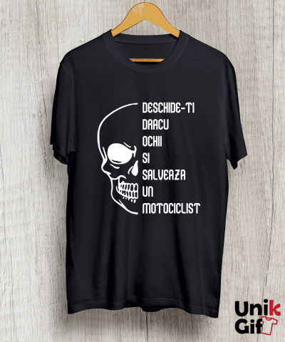 Tricou „DESCHIDE OCHII ȘI SALVEAZĂ UN MOTOCICLIST!” [1]