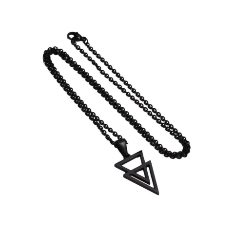 Lantisoare - Lant SECS duo triangle, lant din zale pentru barbati, 60cm, stainless-steel, negru