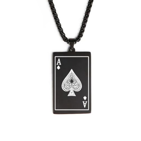 Toate Produsele - Lant SECS ace of spades, unisex, carte de joc as, gotic, stainless-steel, negru