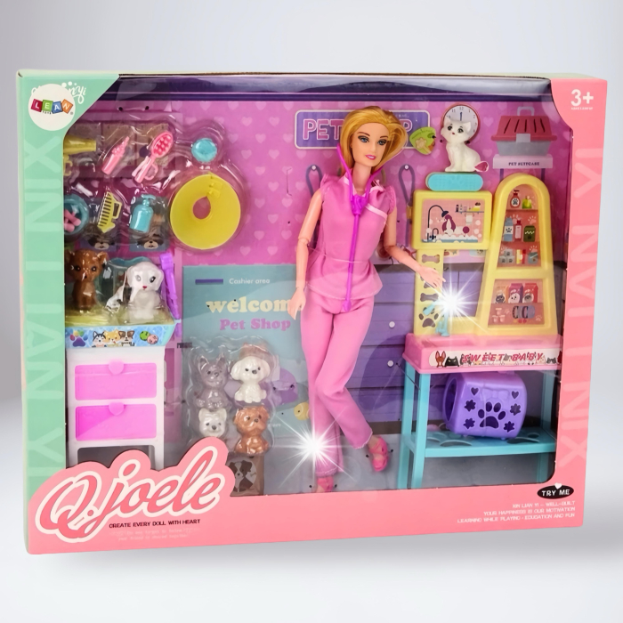 Set Păpuși cu Accesorii – Profesora și Medic Veterinar, Jucărie pentru Copii [2]