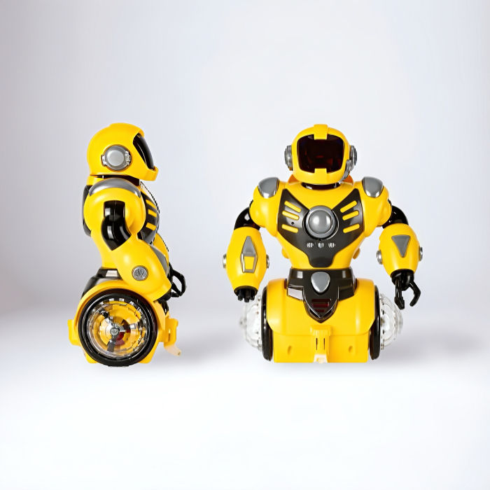 Robot Jucărie Interactiv cu Lumini LED, Design Futurist, Culoare Galbenă – Jucărie Distractivă pentru Copii [2]