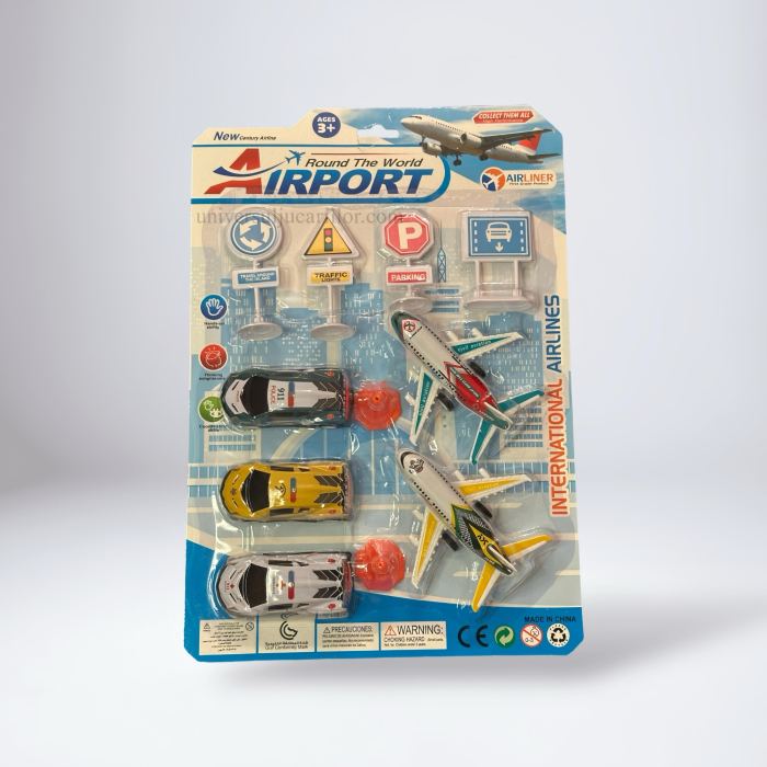Set Aeroport cu avioane și mașinuțe – Jucărie interactivă pentru copii 3+ [1]