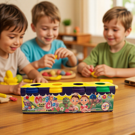 Jucării Educaționale & Interactive - set-plastilina-magic-clay-4-culori