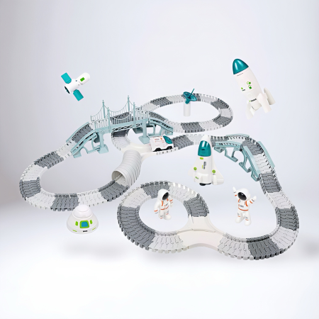 Jucării Electronice & Muzicale - Set de Joacă Spațial – 340 Piese – Astronauți, Rachete & Circuit Flexibil