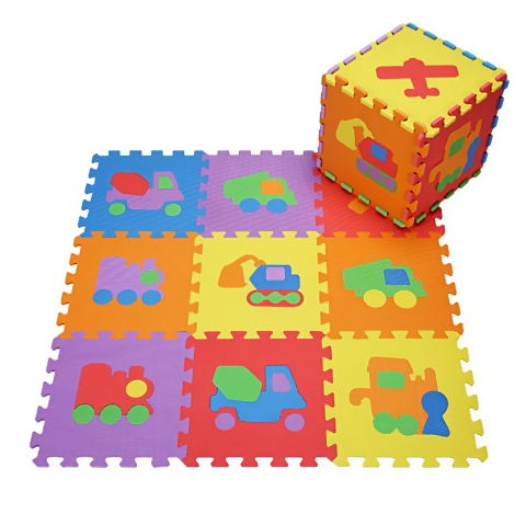 Jucării Educaționale & Interactive - covoras-puzzle-eva-cu-vehicule-pentru-copii-10-piese