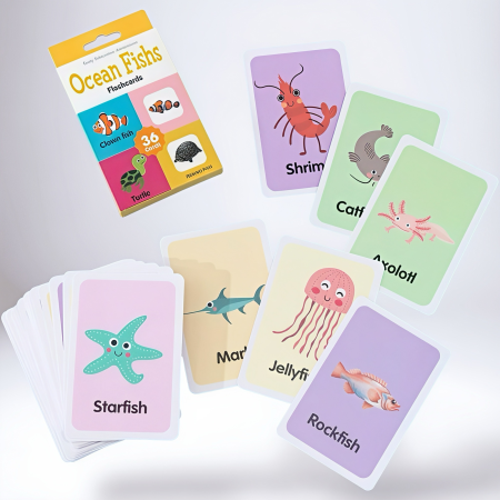 Seturi de Joacă & Meserii - Set Flashcarduri „Ocean Fishes” – 36 de cărți educative