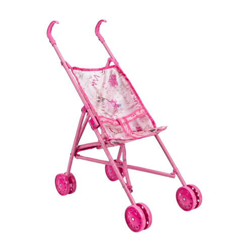 Seturi de Joacă & Meserii - Căruț Pliabil pentru Păpuși – Roz cu Imprimeu Floral
