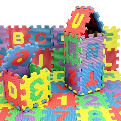 Jucării Educaționale & Interactive - covoras-puzzle-eva-cu-litere-si-cifre-36-piese