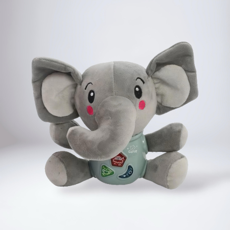 Jucării Electronice & Muzicale - Elefant de pluș interactiv pentru bebeluși cu muzică, lumini și butoane Push & Play