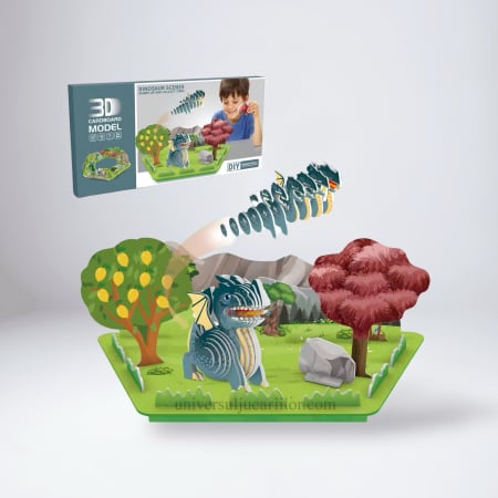 Jucării Educaționale & Interactive - Puzzle-ul 3D Dinozauri – 44 piese DIY