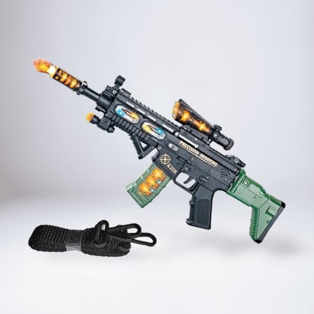 Jucării Educaționale & Interactive - Mitralieră de Jucărie cu Lumină, Sunet și Magazin Transparent – Model Tactical Force