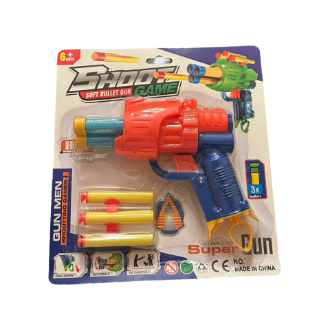 Jocuri, Plusuri & Distracție - Pistol Power Shots – Jucărie cu Bile din Spumă și 6 Ținte