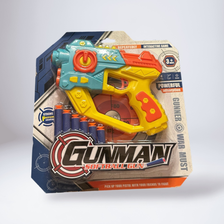 Jocuri, Plusuri & Distracție - Pistol jucărie cu darts moi – Joacă interactivă pentru copii 3+