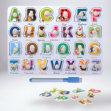 Jucării Educaționale & Interactive - puzzle-montessori-lemn-alfabet-copii