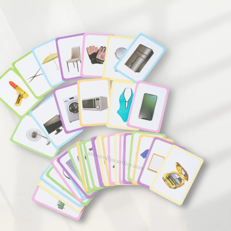 Jucării Educaționale & Interactive - Set educativ 36 Flashcards cu obiecte de zi cu zi – Invatarea prin joaca