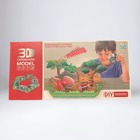 Jucării Educaționale & Interactive - Puzzle-ul 3D Dinozauri Roșu – 44 piese DIY