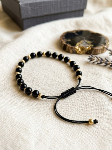 Accesorii Placate cu Aur - Bratara Midnight Gold Beads
