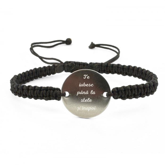 Brățară cu Bănuț Personalizat cu Poză și Text din Oțel Inoxidabil, Șnur Reglabil [2]