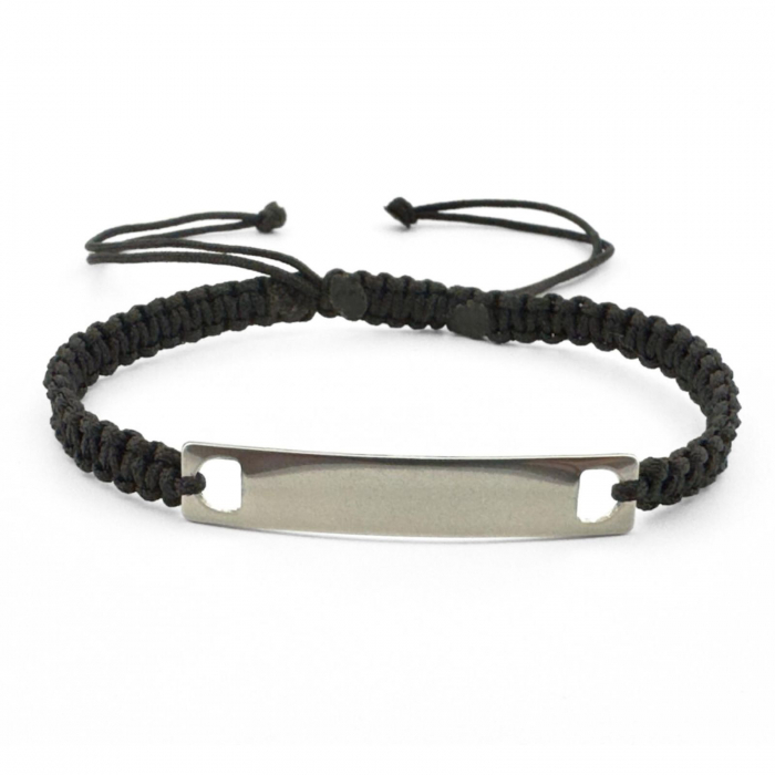 Brățară Bărbați cu Șnur și Plăcuță Inox Personalizată Text [1]