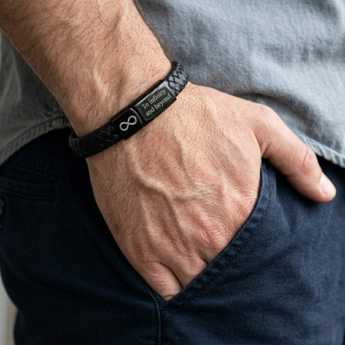 Brățară Bărbați Piele Personalizată – Închidere Magnetică Inox, Cadou pentru El [2]