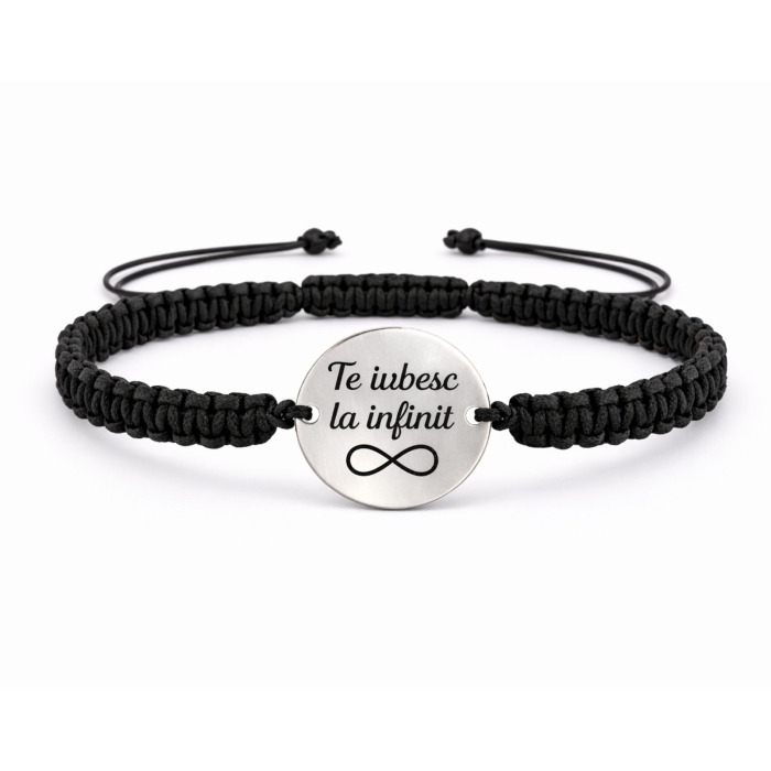 Brățară Personalizată cu Poză și Text – Bănuț Inox 20 mm, Șnur Reglabil, Unisex [4]