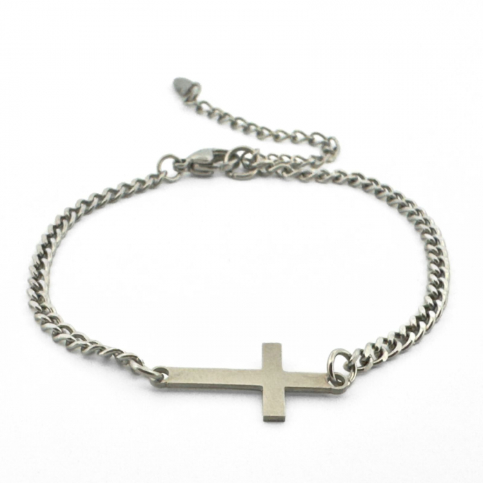 Brățară Inox Bărbați cu Cruciuliță Personalizată Gravură Text [1]