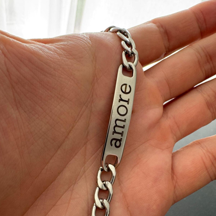 Brățară Inox Bărbați cu Plăcuță Personalizată – Lanț Cuban 5 mm, Text Gravabil [4]