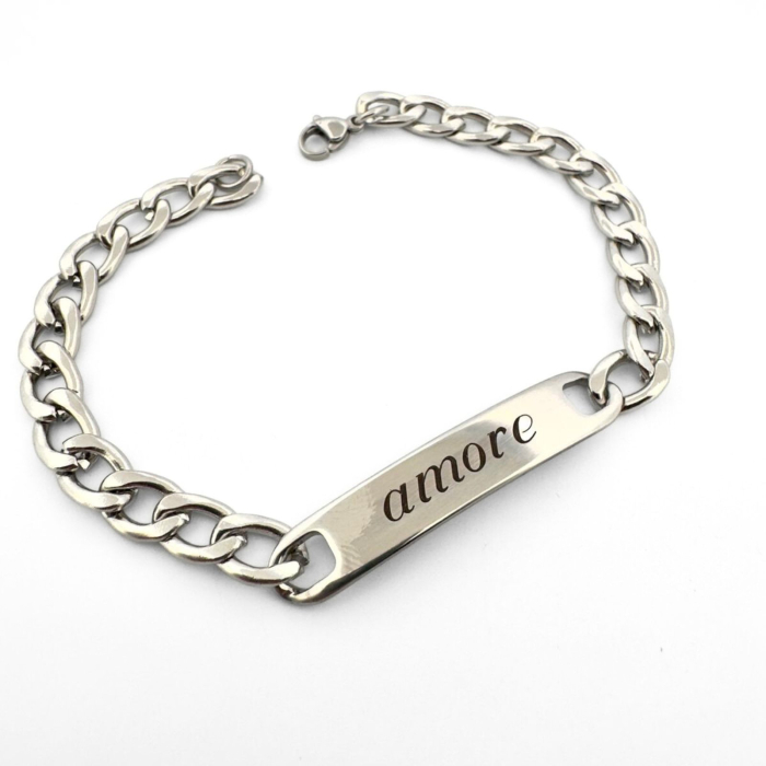 Brățară Inox Bărbați cu Plăcuță Personalizată – Lanț Cuban 5 mm, Text Gravabil [1]