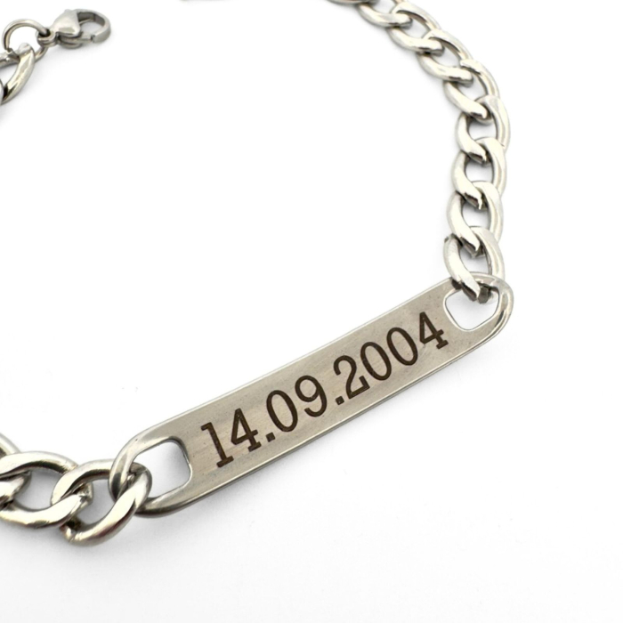 Brățară Inox Bărbați cu Plăcuță Personalizată – Lanț Cuban 5 mm, Text Gravabil [5]