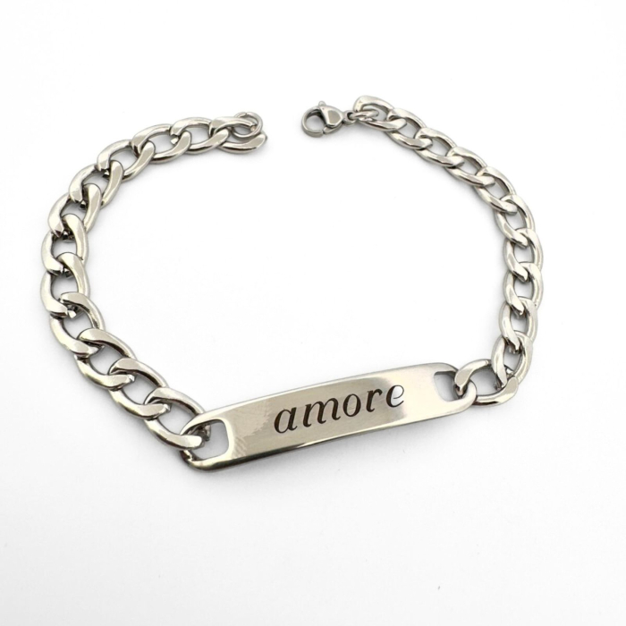 Brățară Inox Bărbați cu Plăcuță Personalizată – Lanț Cuban 5 mm, Text Gravabil [6]