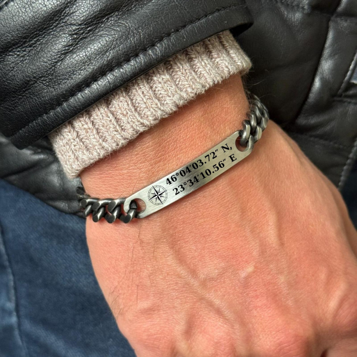 Brățară Inox Bărbați cu Plăcuță Personalizată – Lanț Cuban 8 mm [4]