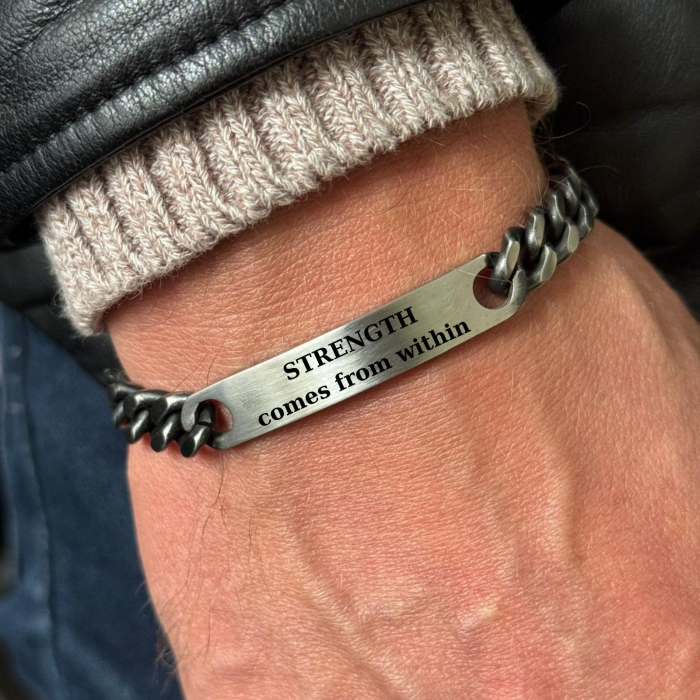 Brățară Inox Bărbați cu Plăcuță Personalizată – Lanț Cuban 8 mm [1]