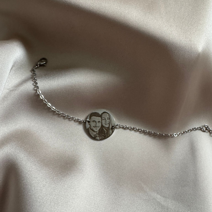 Brățară Personalizată cu Poză și Text, Lanț Reglabil din Inox Auriu– Cadou Elegant pentru Ea (Bănuț 20 mm) [9]