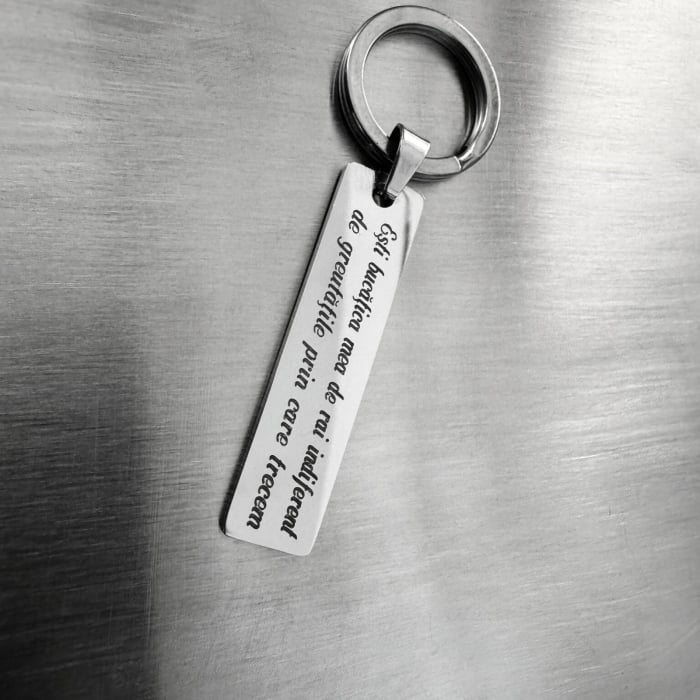 Breloc cu Nume Personalizat cu Gravură Laser - Plăcuță 40x10 mm, Inox [4]