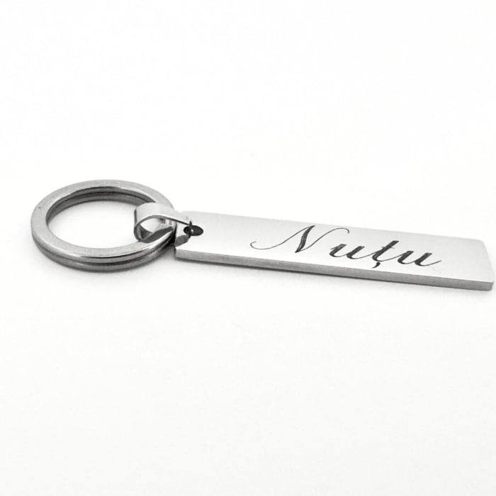 Breloc cu Nume Personalizat cu Gravură Laser - Plăcuță 40x10 mm, Inox [6]