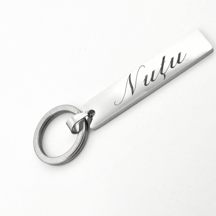 Breloc cu Nume Personalizat cu Gravură Laser - Plăcuță 40x10 mm, Inox [5]
