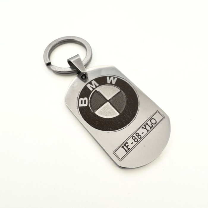 Breloc Cheie Auto Personalizat cu Număr de Înmatriculare și Text – Plăcuță Inox 40x23, Gravură Laser [8]