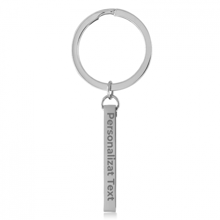 Breloc Personalizat Text - Pandantiv 3D, cu Inel, din Oțel Inoxidabil [1]