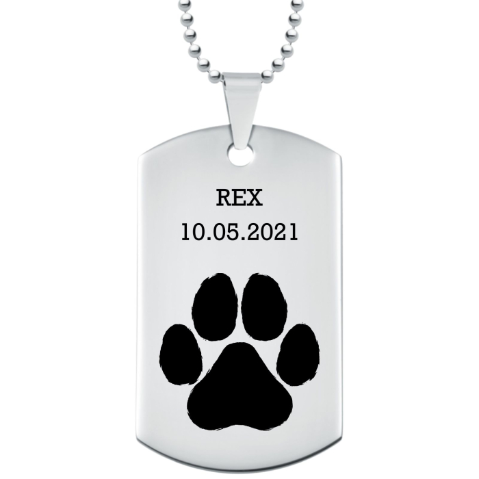 Lanț Bărbați Personalizat cu Poză Câine și Text, Oțel Inoxidabil - Cadou pentru Iubitorii de Animale [2]