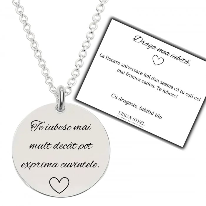 Cadou pentru Iubită - Lănțișor cu Bănuț Personalizat Text [2]