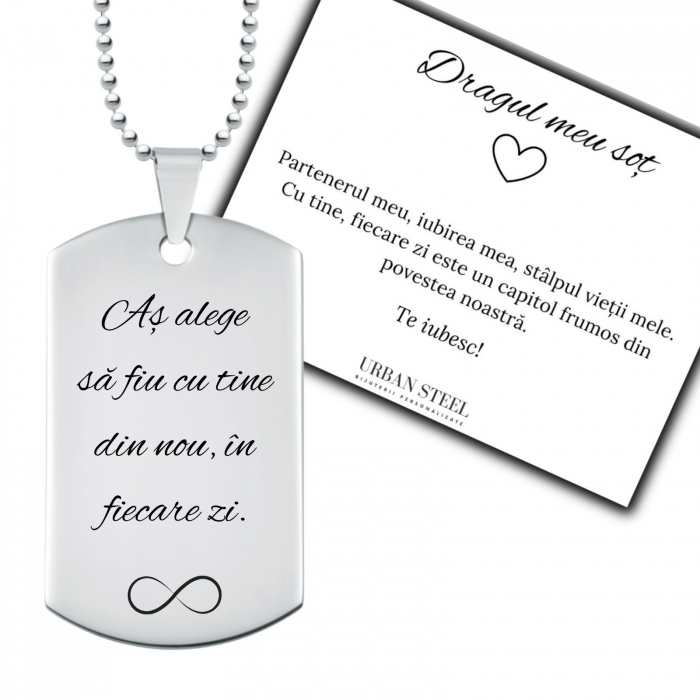Cadou pentru Soț – Lanț Army Personalizat cu Poză & Text - Inox [8]