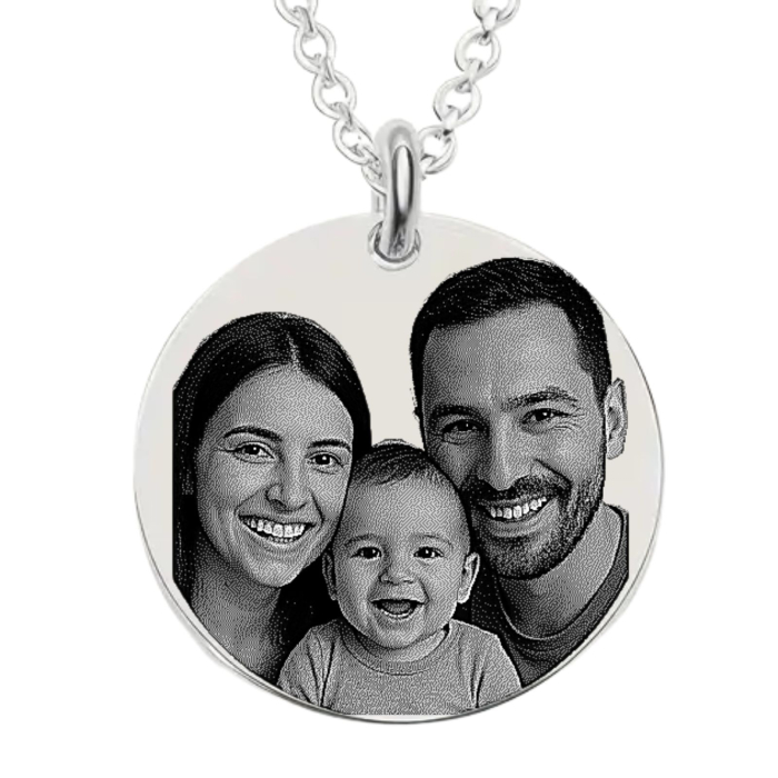 Cadou pentru Soție - Lănțișor Personalizat cu Poză și Text, Inox Argintiu [1]